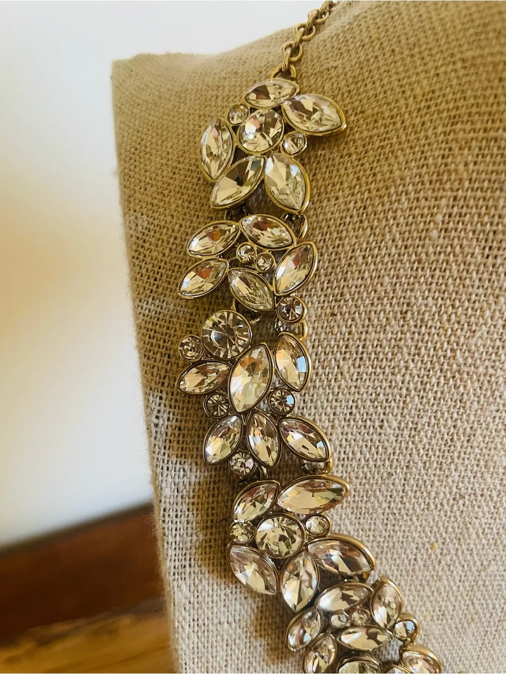 J. Crew Gold Crystal Leaf Statement Necklace - Women Jewelry